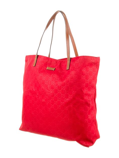 gucci nylon tote red|gucci denim tote bag.